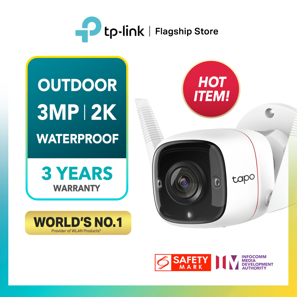 [3 YRS SG Warranty] TP-Link Tapo C310 3MP Full HD 1296p Outdoor Security WiFi Camera (Weather Proof/2-Way Audio/Night View/Motion Detection/Up to 128gb Micro SD Storage)