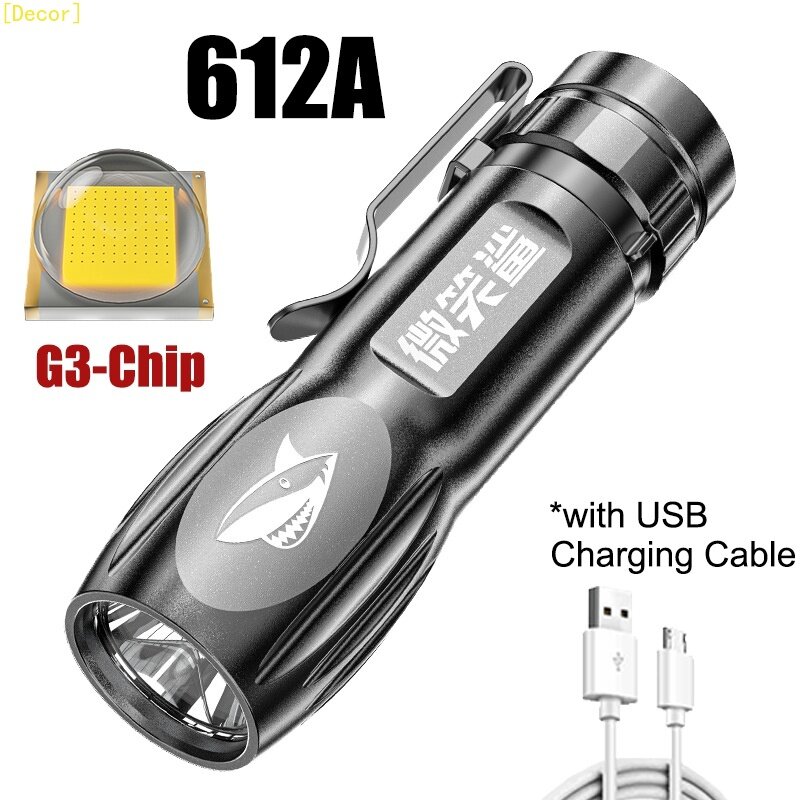 Powerful USB Rechargeable LED Flashlight G3 wick Strong light LED Torch ABS Lightweight Waterproof torchlight for Adventure Camping Riding Hiking