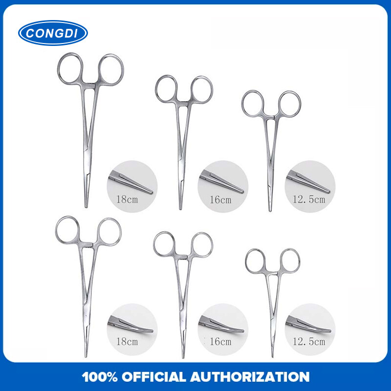 CONGDI 1 Pcs 12.5/16/18cm Hand Tool Hemostatic Forceps Pet Hair Clamp Fishing Locking Pliers Epilation Tools Curved/Straight Tip