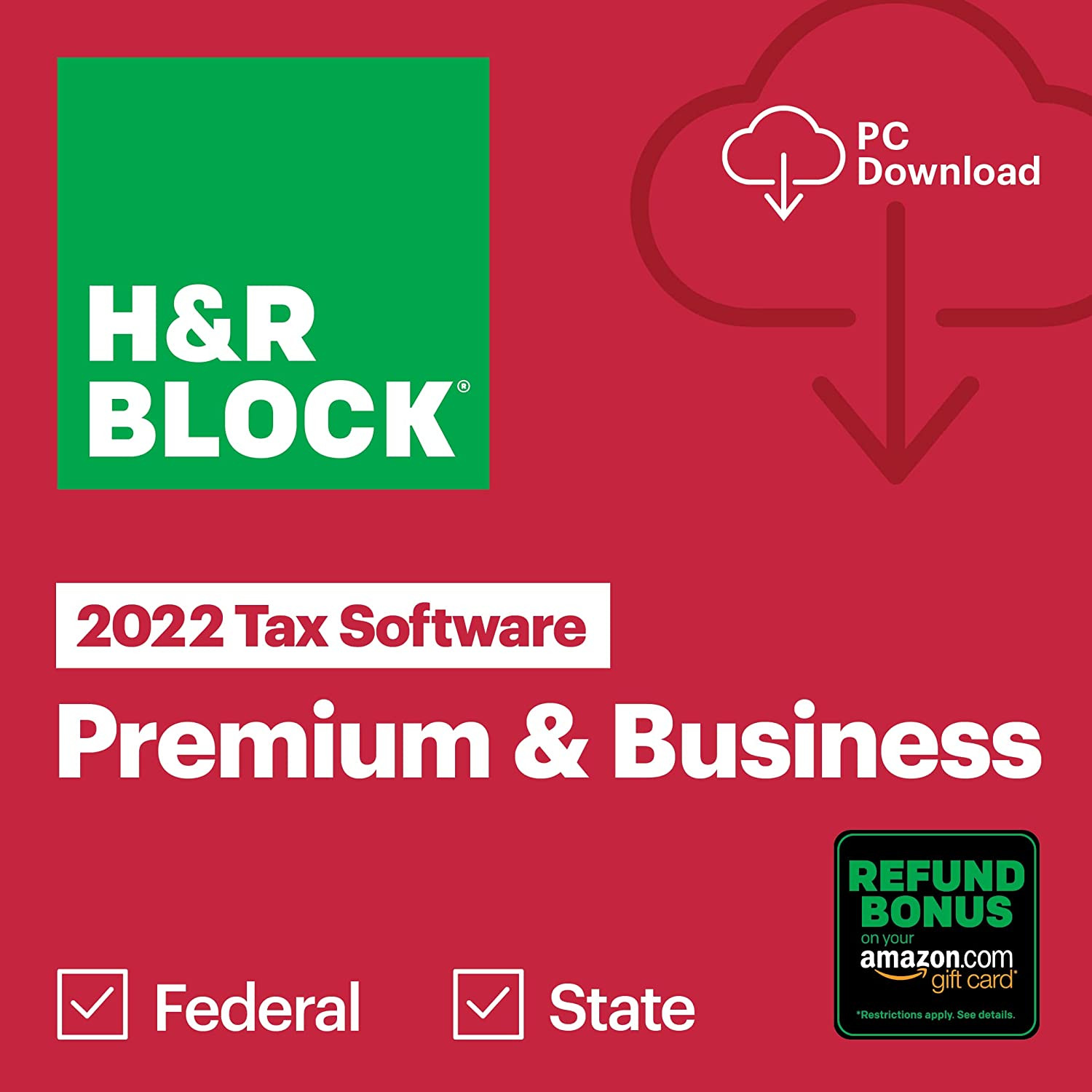 H&R Block Tax Software Premium & Business 2022 with Refund Bonus Offer (Amazon Exclusive) [PC Download]
